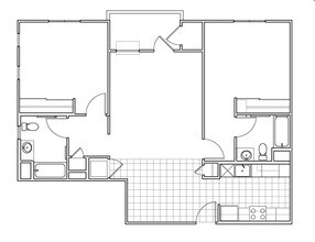 2 Beds, 2 Baths Model floor plan